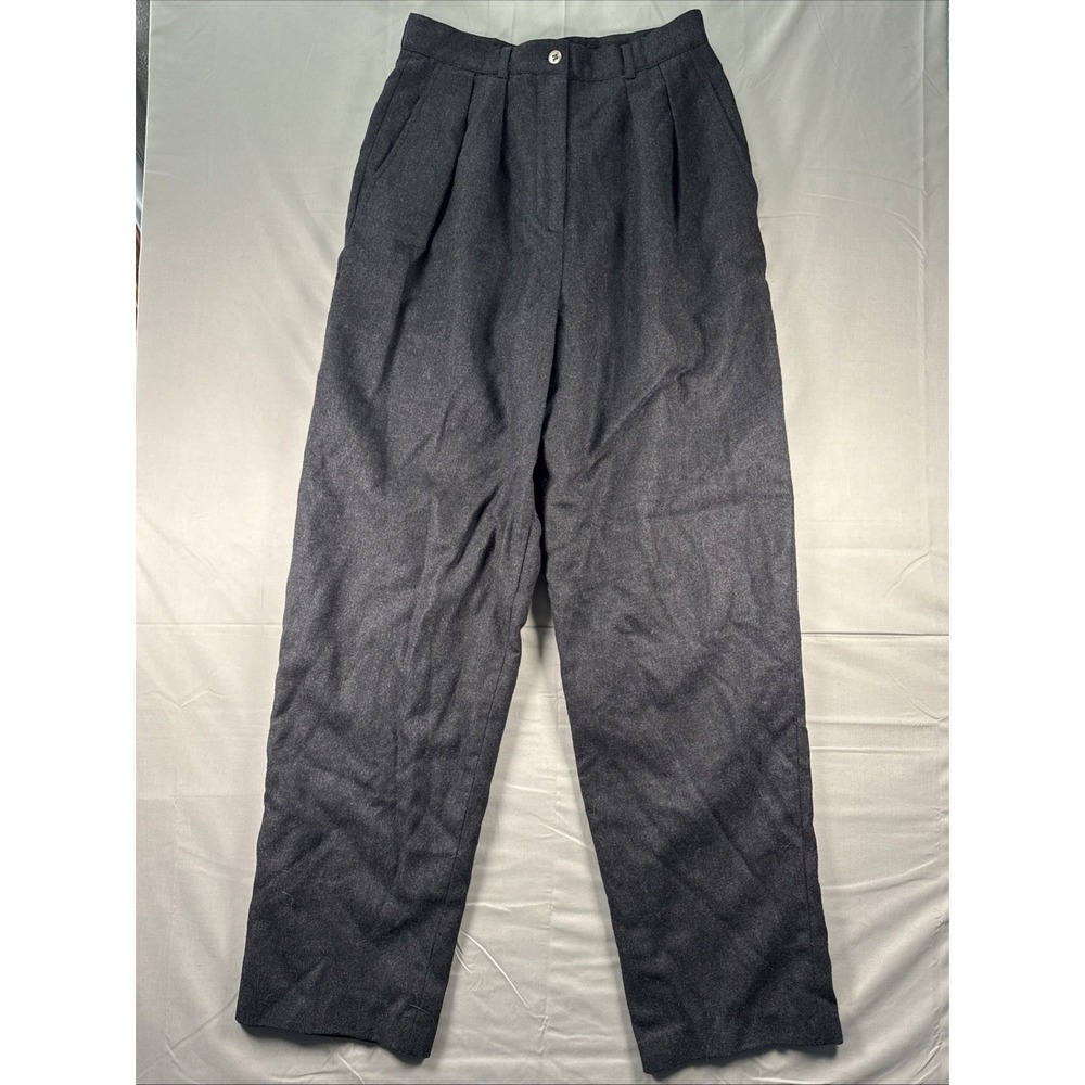 vtg 90s J Crew Wool Blend Pleated Wide Leg Trousers Gray Sz 10 Hong Kong